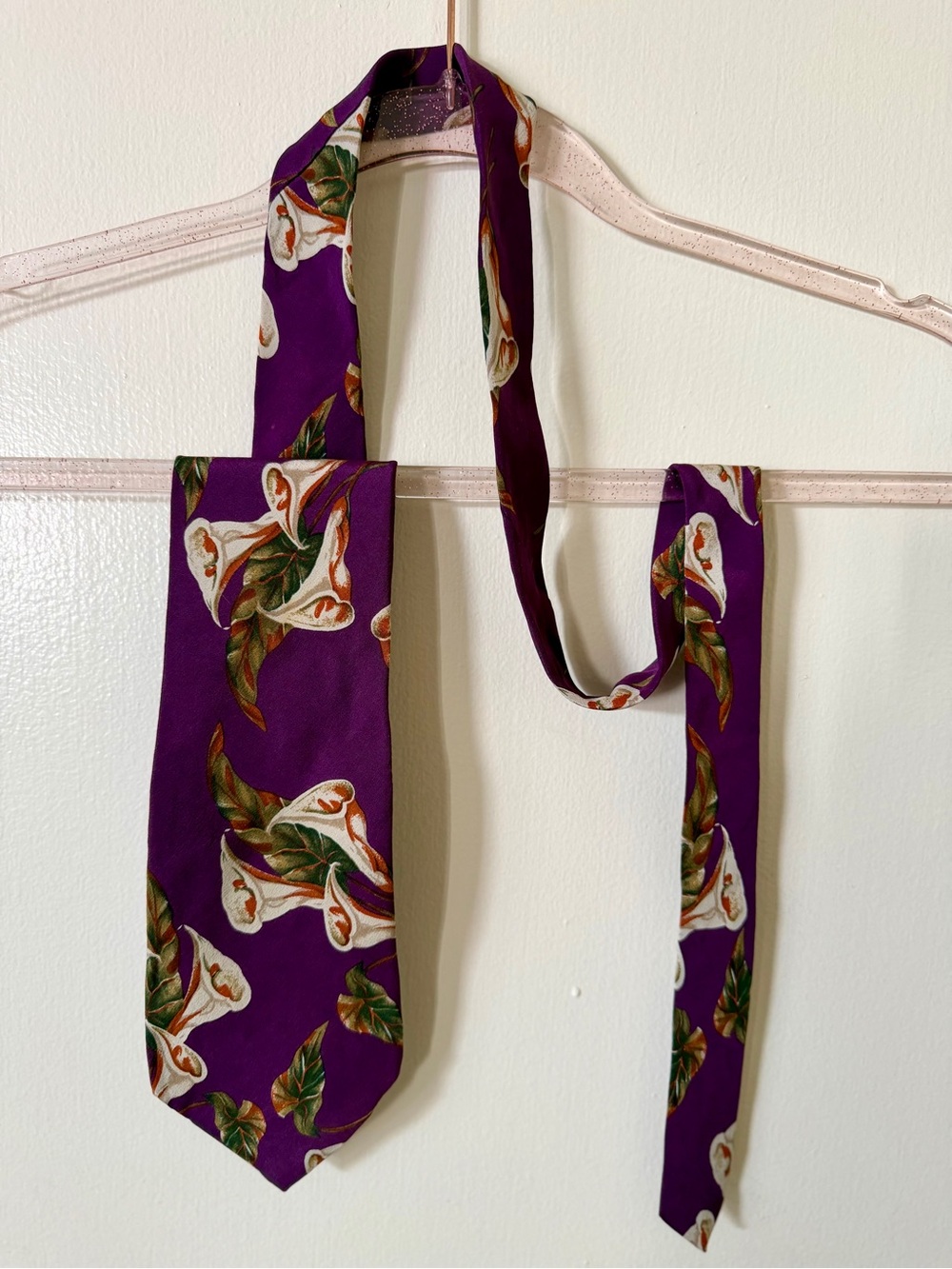 Chaps Ralph Lauren Purple Floral Silk Tie